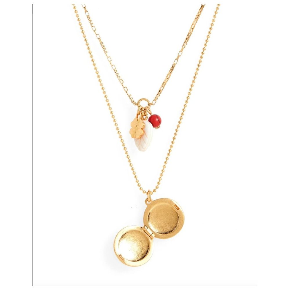 Madewell Engraved Locket Set of 2 Necklace - Picture 3 of 3